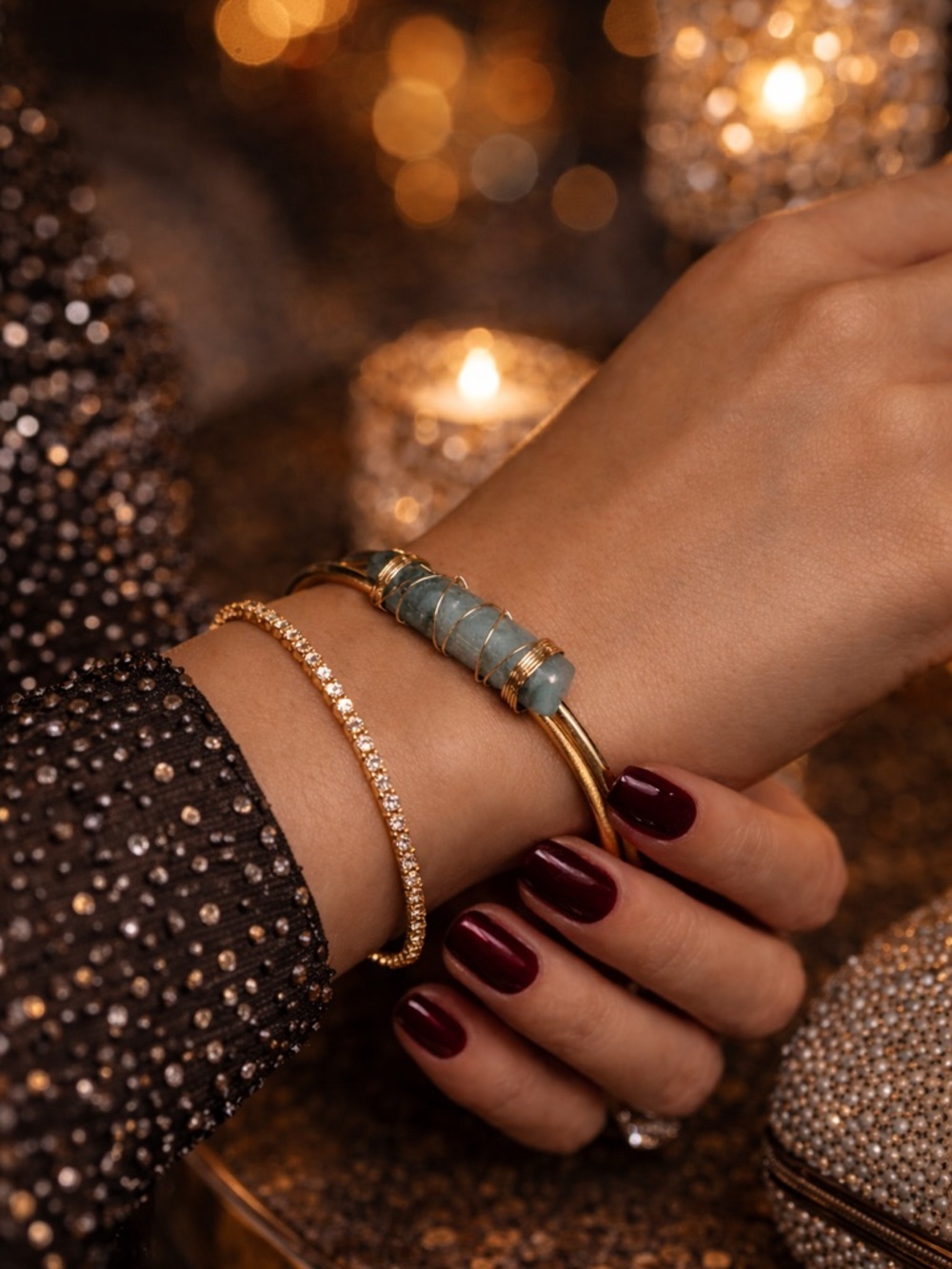 Gold Bracelet with Stone
